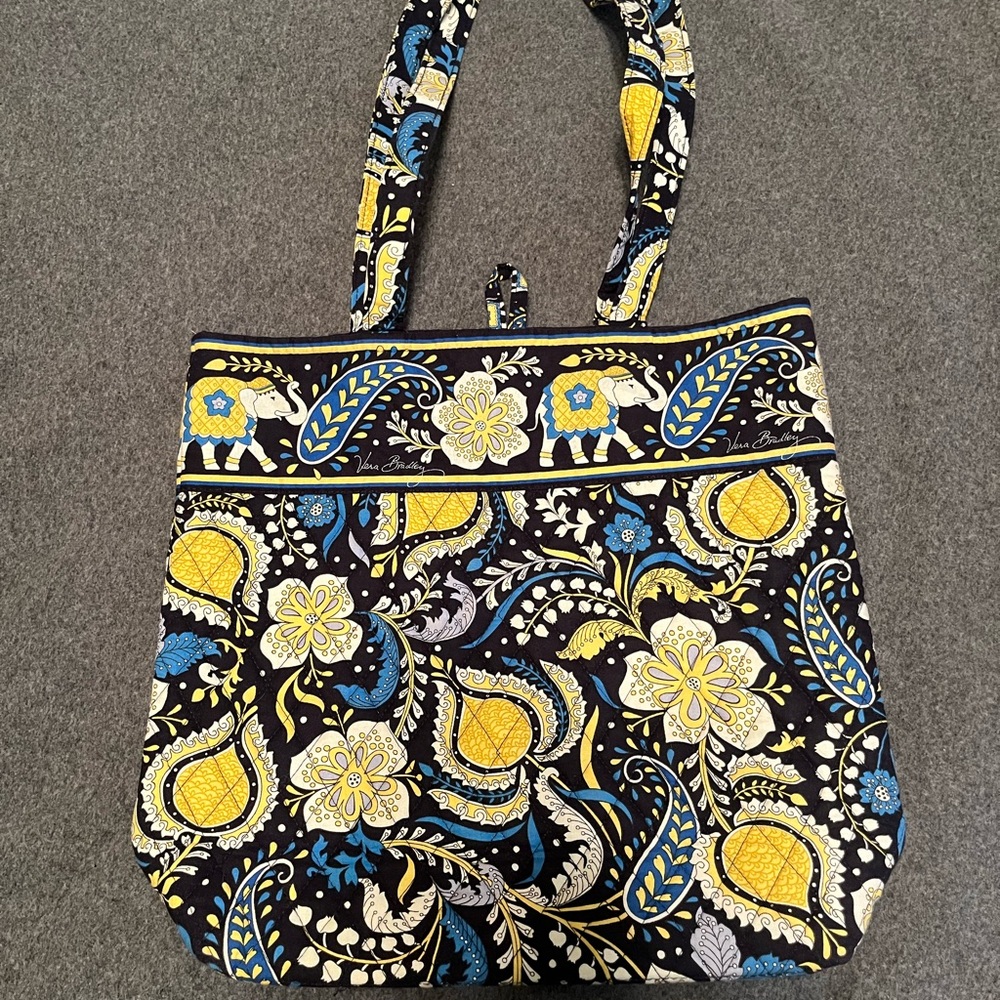 Vera Bradley Black, Yellow, and Blue Floral Tote